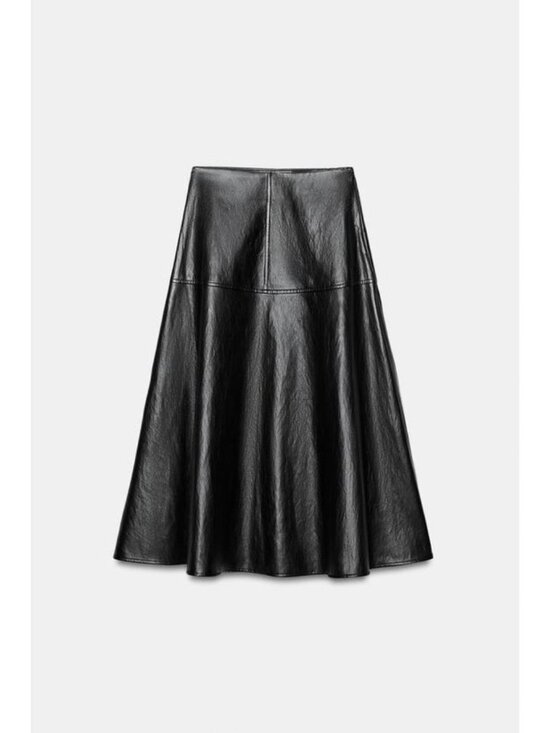Zara Dresses & Skirts - ZARA FAUX LEATHER A-LINE MIDI SKIRT 4387/292/800